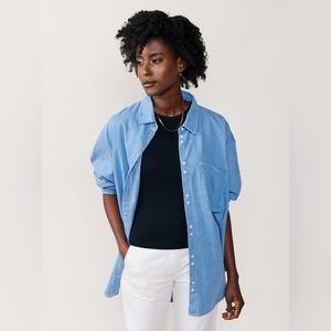 Able Crystal Oversized Denim Shirt Chambray Lightweight Cotton Utility Buttons